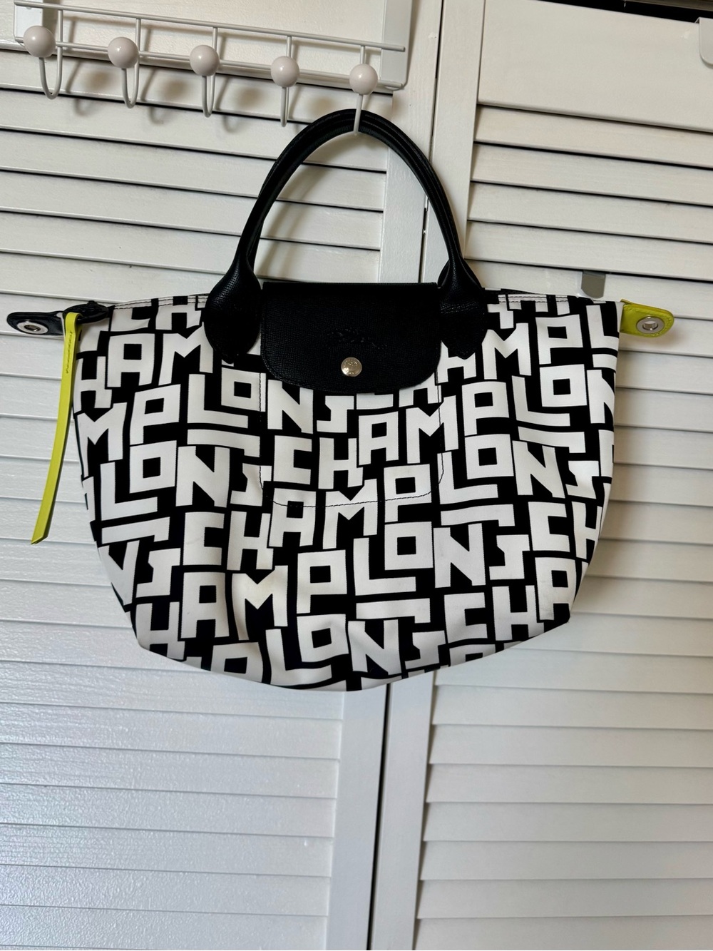 Longchamp Small Le Pliage Graphic Logo Tote - Black & White - Picture 8 of 9